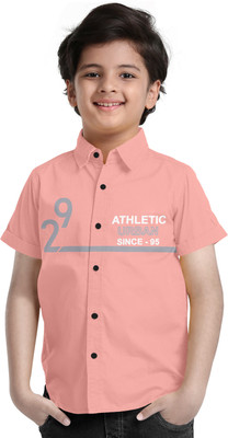 STUD APPARELS Boys Self Design Casual Pink Shirt