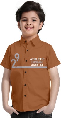 STUD APPARELS Boys Self Design Casual Brown Shirt