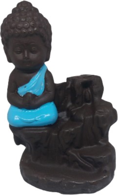 Quickpick Polyresin Buddha Backflow Smoke Fountain Home Office Decorative Showpiece  -  12 cm(Polyresin, Blue)