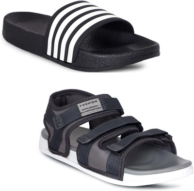 aadi Men Slides(White, Grey 7)