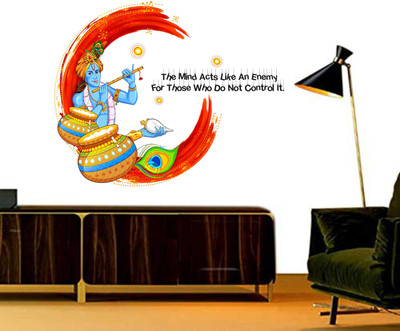 DivineDesigns 51 cm Krishna Maakhan Mind acts Like an Enemy Self Adhesive Sticker(Pack of 1)