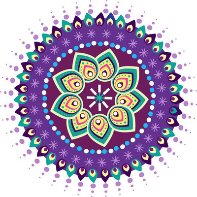 STICKER STUDIO 40 cm Rangoli Floor Sticker & Decal (Size -40 cm x 40 cm) Multi. Removable Sticker(Pack of 1)