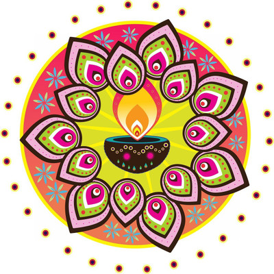 STICKER STUDIO 40 cm Rangoli Floor Sticker & Decal (Size -40 cm x 40 cm) Multi. Removable Sticker(Pack of 1)
