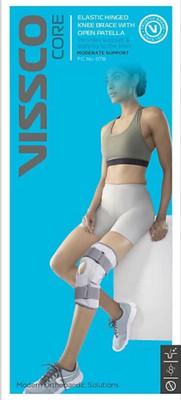 VISSCO ELASTIC HINGED KNEE BRACE WITH OPEN PATELLA LARGE 0718 Knee Support