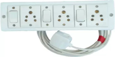 SAGEPL Extension board with 3 Yard,1 mm , 3 core ,copper cable and 6A 3 pin plug, 3  Socket Extension Boards(White, 4 m)