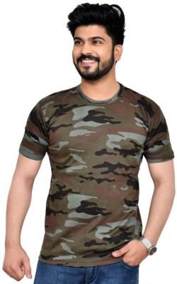 RD Military Camouflage Men Round Neck Multicolor T-Shirt