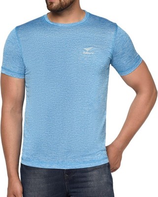 Oakman Solid Men Round Neck Blue T-Shirt