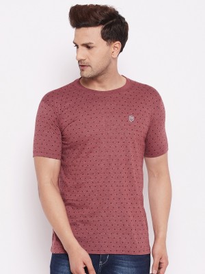 Lycos Printed Men Round Neck Maroon T-Shirt