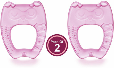 Beebaby Owl Shape Water Filled Teether with Carry Case, Cooling Teether, 3M+ - Pack of 2 Teether(Owl - Pink)