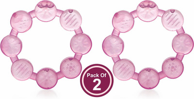 Beebaby Ring Water Filled Teether with Carry Case, Cooling Teether, 3M+ - Pack of 2 Teether(Ring - Pink)
