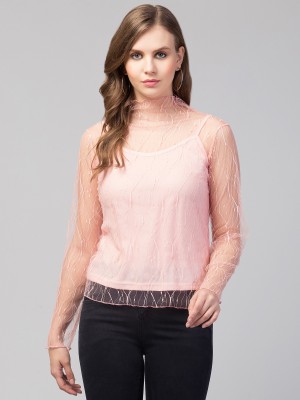 STYLZINDIA Casual Solid Women Pink Top