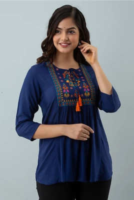 mahadevara creation Casual Embroidered Women Multicolor Top