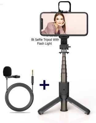 POZUB Mobiles Video Stand In Gimbal Stabilizer, Mobile Holder Selfie Sticks+Collar Mic Tripod, Monopod, Monopod Kit, Tripod Ball Head, Tripod Bracket, Tripod Clamp, Tripod Kit(Black, Supports Up to 600 g)