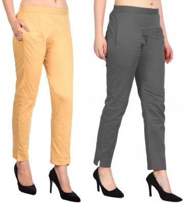 Kanna Fabric Regular Fit Women Beige, Grey Trousers