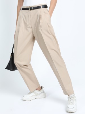 Tokyo Talkies Regular Fit Women Beige Trousers