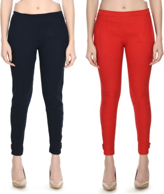 City Fashion Regular Fit Women Dark Blue, Red Trousers