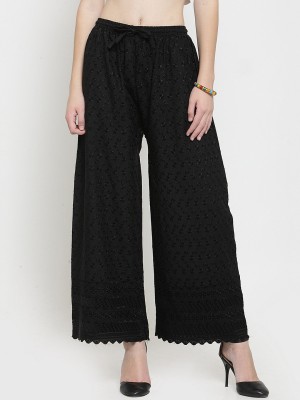 OMAYA Flared Women Black Trousers