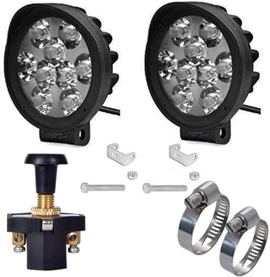 eshopglee 2 PCS Clamp 9 Led Cap Fog Lamp Combo 2 Lights With 1 Pul-Push Switch Fog Lamp Motorbike LED (12 V, 15 W)(Universal For Bike)