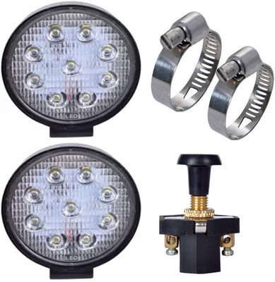 eshopglee 2 PCS Clamp 9 Led Round Fog Lamp Combo 2 Lights With Pul-Push Switch Fog Lamp Motorbike LED (12 V, 15 W)(Universal For Bike)
