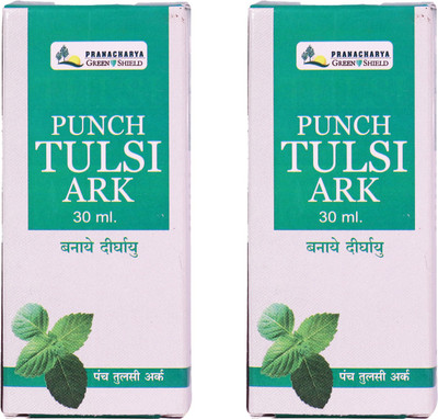 Pranacharya Greenshield PUNCH TULSI ARK Natural Immunity Booster |Made with 5 Types of Tulsi| Pack Of 2(2 x 15 ml)