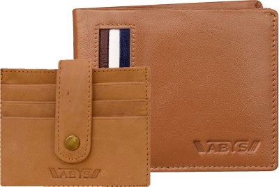 ABYS Men Formal Tan Genuine Leather Wallet(10 Card Slots, Pack of 2)