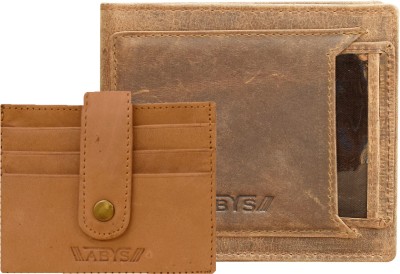 ABYS Men Formal Tan Genuine Leather Wallet(12 Card Slots, Pack of 2)