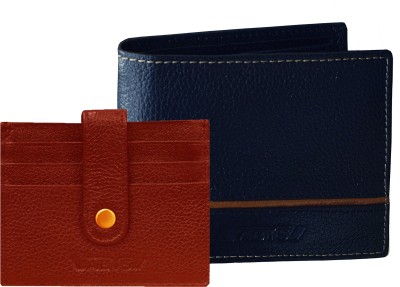ABYS Men Casual, Ethnic, Evening/Party, Formal, Travel, Trendy Blue Genuine Leather Wallet(10 Card Slots, Pack of 2)