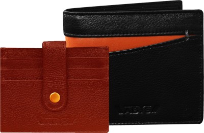 ABYS Men Formal Black Genuine Leather Wallet(11 Card Slots, Pack of 2)