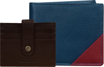 ABYS Men Formal Blue Genuine Leather Wallet(12 Card Slots, Pack of 2)