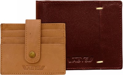 ABYS Men Formal Brown Genuine Leather Wallet(13 Card Slots, Pack of 2)