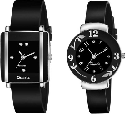 NEWMODIFIED NEW DESIGN FULL BLACK TWO SET WOMEN AND GIRL COMBO Analog Watch  - For Women
