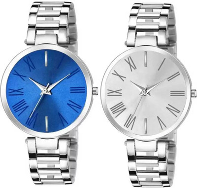 PV CREATION Blue & Grey Watch Pack of 2 Analog Watch  - For Men