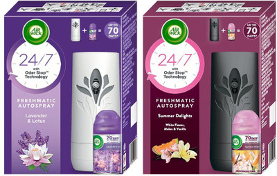 Airwick Hills of Munnar, Summer Delights Automatic Spray Freshmatic Complete Kit-Summer Delights & Hills of Munnar(2 x 125 ml)