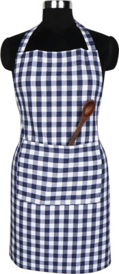 Feather Green Cotton Home Use Apron - Free Size(Blue, Single Piece)