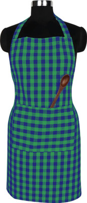 Feather Green Cotton Home Use Apron - Free Size(Green, Single Piece)