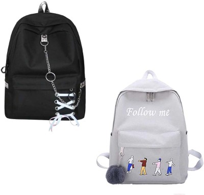 FASHNFAB Girls Trendy & Stylish Backpacks 10 L Backpack(Black, Grey)