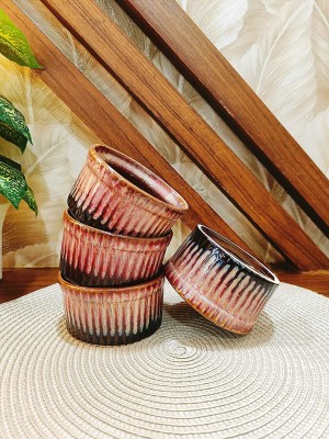 caffeine Ceramic Ramekin Bowl Ceramic Handmade Red Studio Ramekins Bowl set of 4(Pack of 4, Brown)