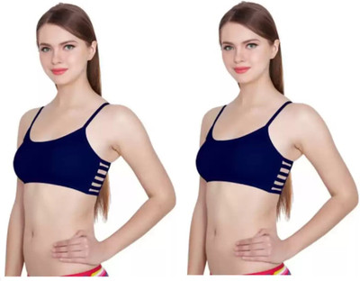 JVBRANGI Women Sports Lightly Padded Bra(Dark Blue)