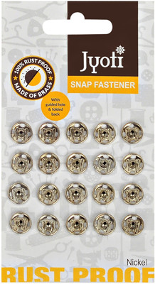 Jyoti Snap Fastener (20 Sets of Size 0 / 7mm of Brass Material in Nickel Finish) Brass Buttons(Pack of 40)