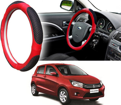 Selifaur Steering Cover For Maruti Celerio(Black Red, Leatherite, Fabric)
