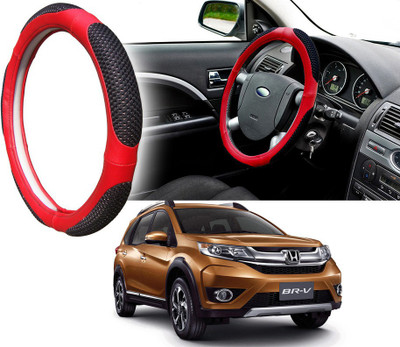 Selifaur Steering Cover For Honda NA(Black Red, Leatherite, Fabric)