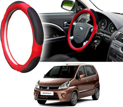 Selifaur Steering Cover For Maruti Zen Estilo(Black Red, Leatherite, Fabric)