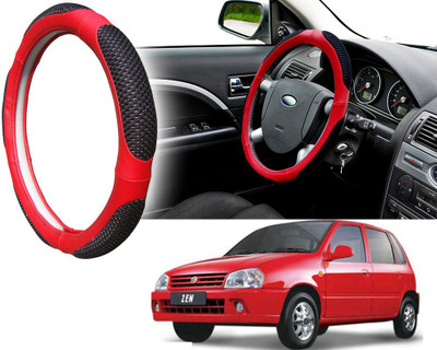 Selifaur Steering Cover For Maruti Zen(Black Red, Leatherite, Fabric)