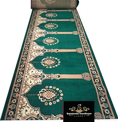 Samjeeda Handloom carpets Green Acrylic Runner(0 ft,  X 15 ft, Rectangle)