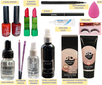 INWISH BEST QUALITY MAKEUP COMBO SET WITH ALL ESSENTIAL PRODUCTS PACK OF 14 W-4(14 Items in the set)