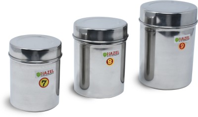 HAZEL Steel Grocery Container  - 500 ml, 650 ml, 300 ml(Pack of 3, Silver)