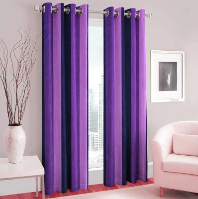 Fabrilia 152 cm (5 ft) Polyester Room Darkening Window Curtain (Pack Of 2)(Plain, Purple)