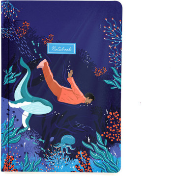 Happening Hippo Dive-In A5 Notebook Unruled 100 GSM 70 Pages(Aqua)