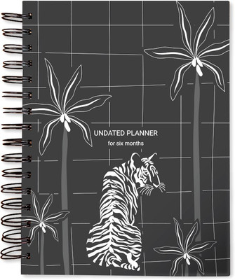 Happening Hippo Grey Jungle Undated A5 Planner Hand Illustration Digitally Printed 224 Pages(Grey)