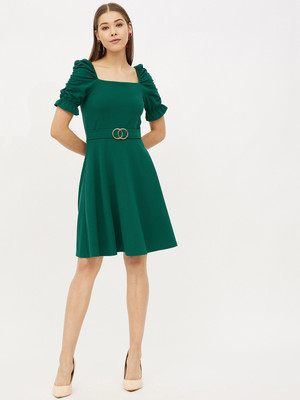 HARPA Women A-line Green Above Knee/Mid Thigh Length Dress